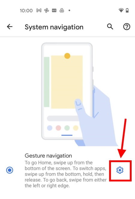 Tap the Gesture navigation settings button to adjust the settings